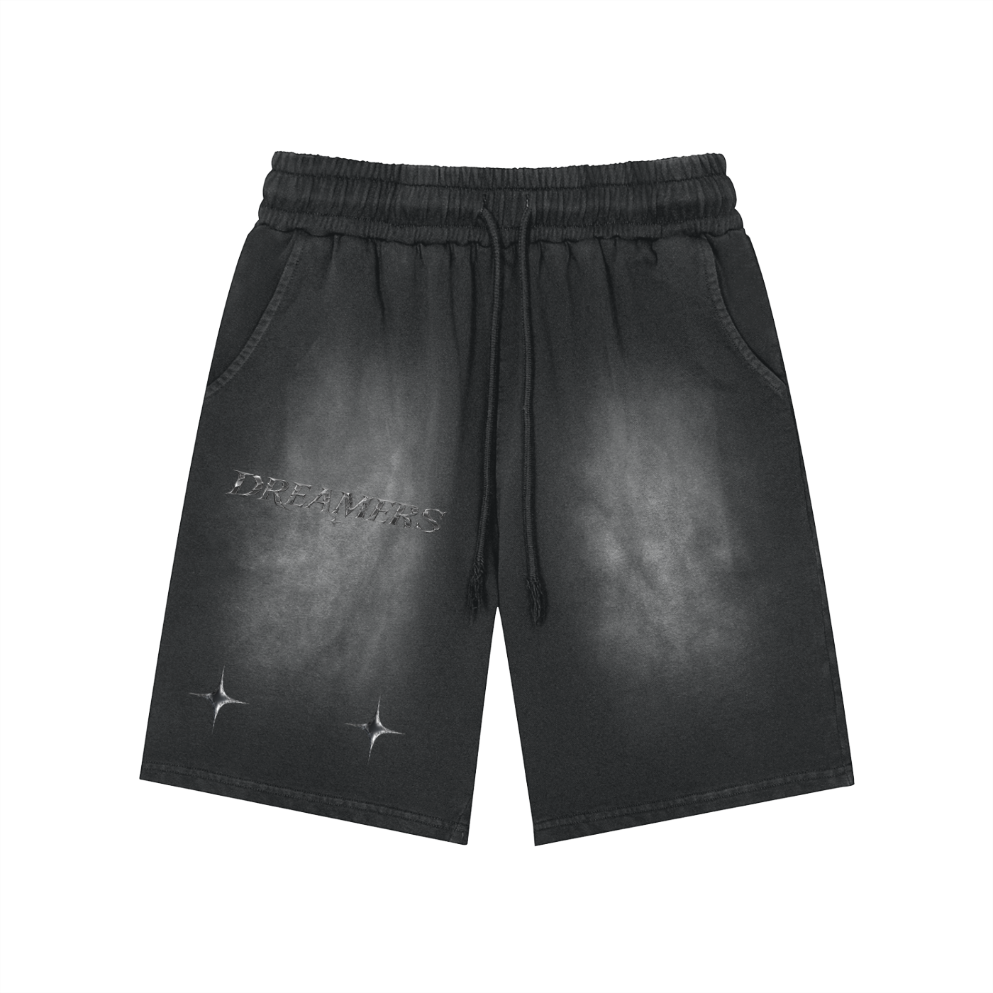 Rectangle Patch Monkey Washed Shorts