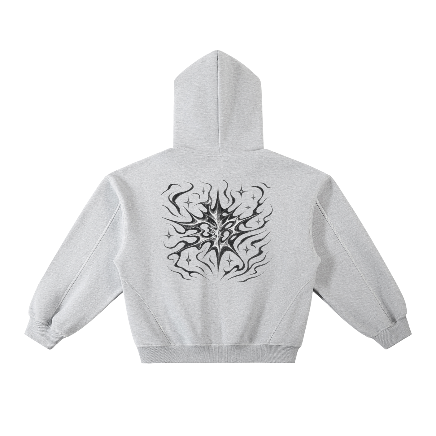 Contrast-Stitched Boxy Fleece Hoodie