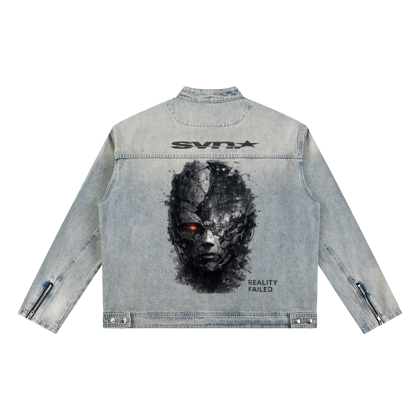 Reality Failed Vintage Wash Zip Denim Jacket
